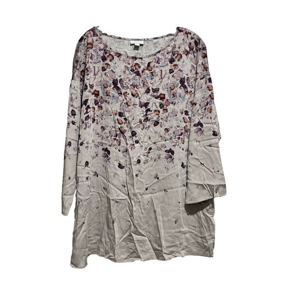 J.Jil Purejill Women's Viscose 3/4 Sleeve Pullover Blouse Large Beige Floral - Picture 2 of 7
